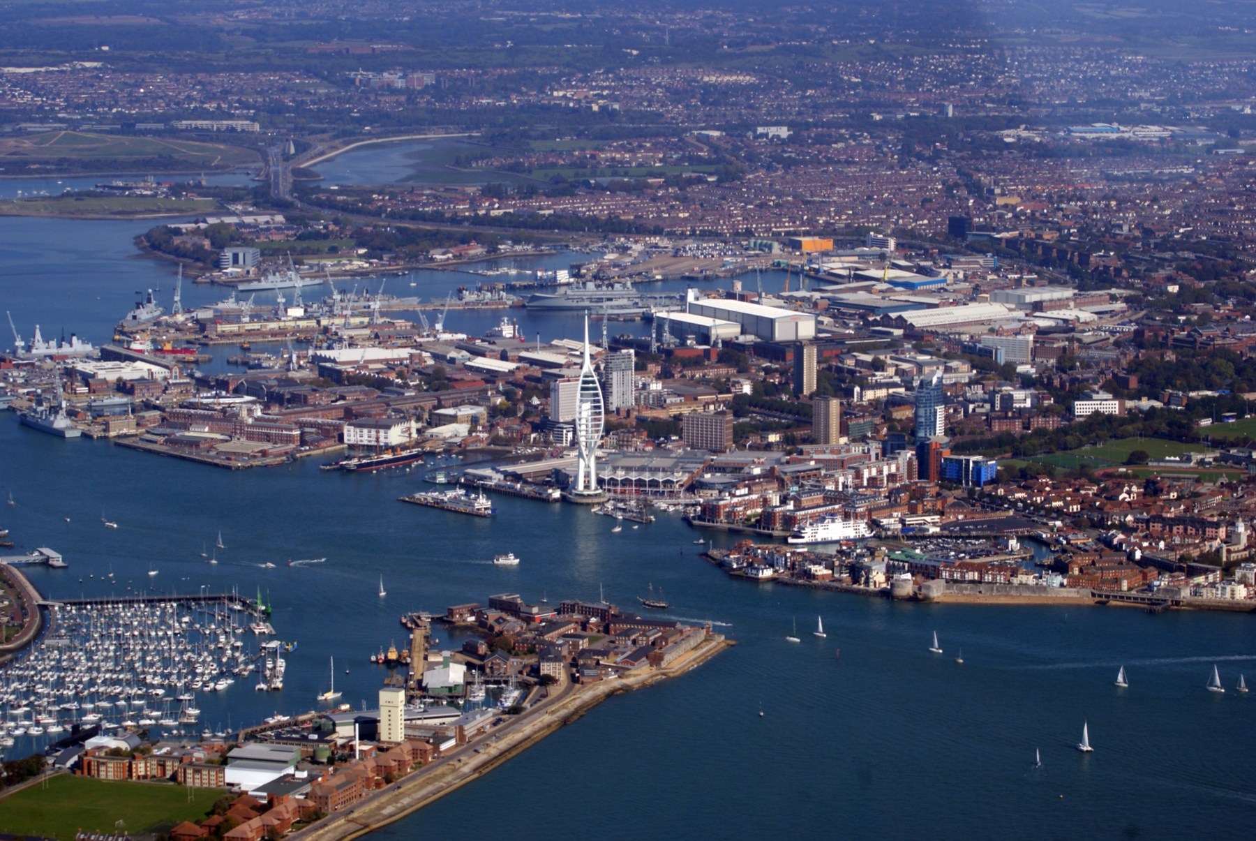 Aerial view of Portsmouth Harbour, photographed in 2011